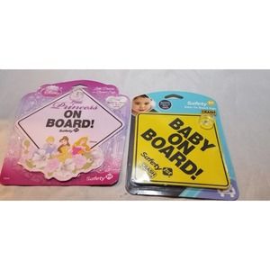 Baby on Board Signs w/ Suction Cup and Disney Princess On Board by Safety NEW